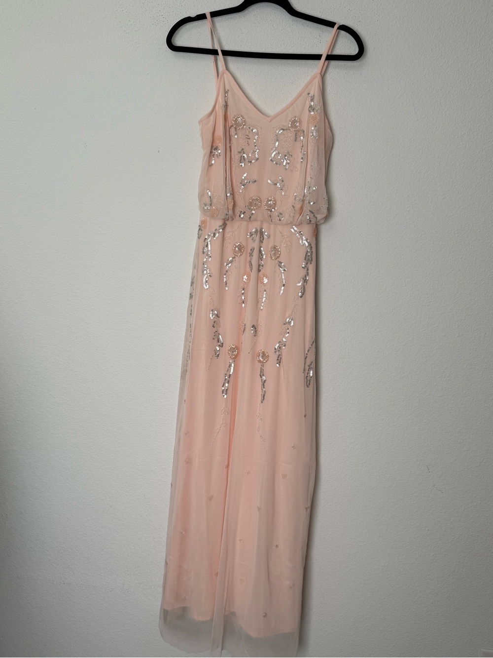 Altard State Duchess Blush Pink Sequin Beaded Maxi Dress M Formal Boho